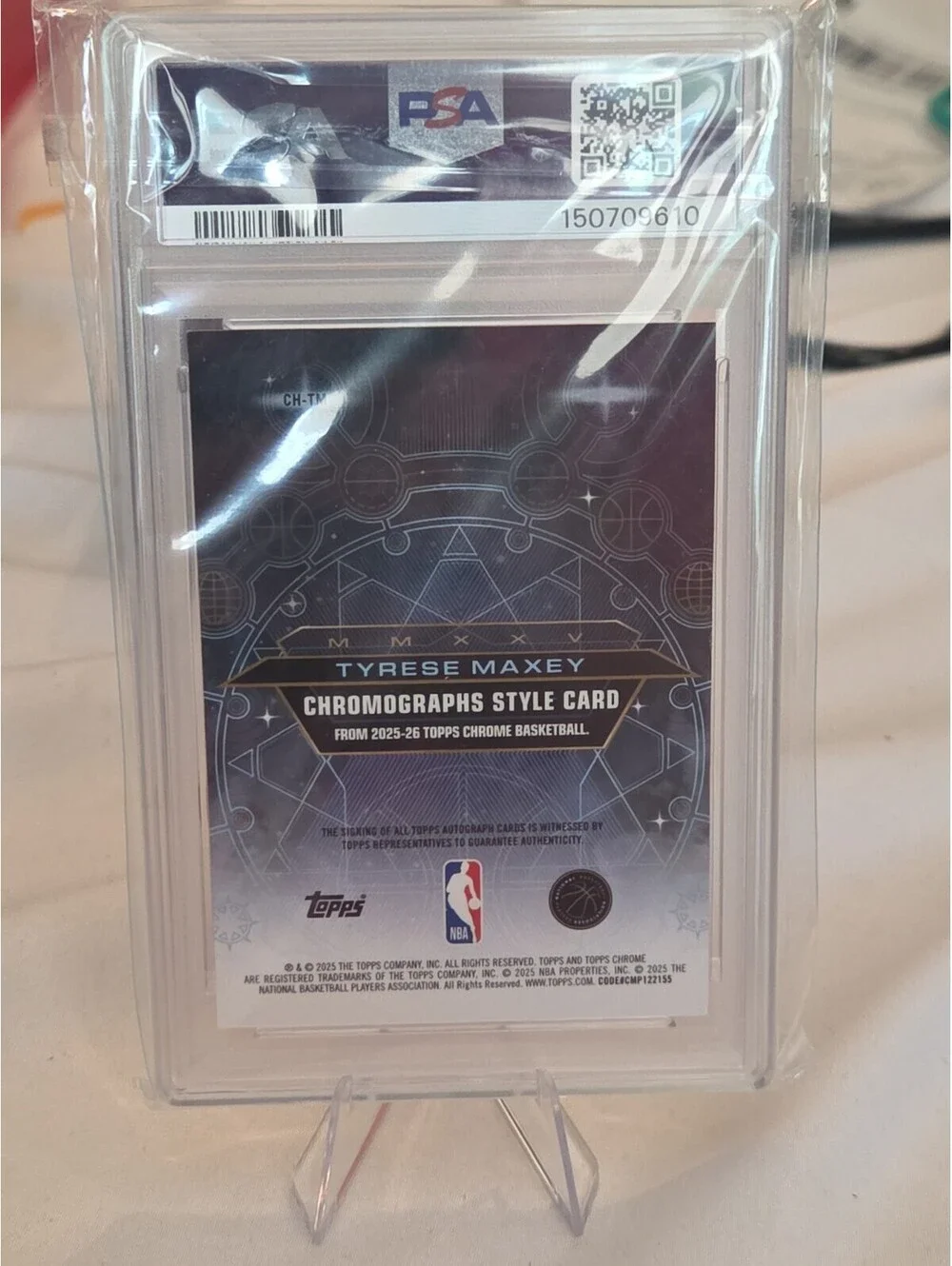 2025-26 Chrome PSA 9 Tyrese Maxey Chromographs 43/75 On Card Auto 76ers #CH-TM
